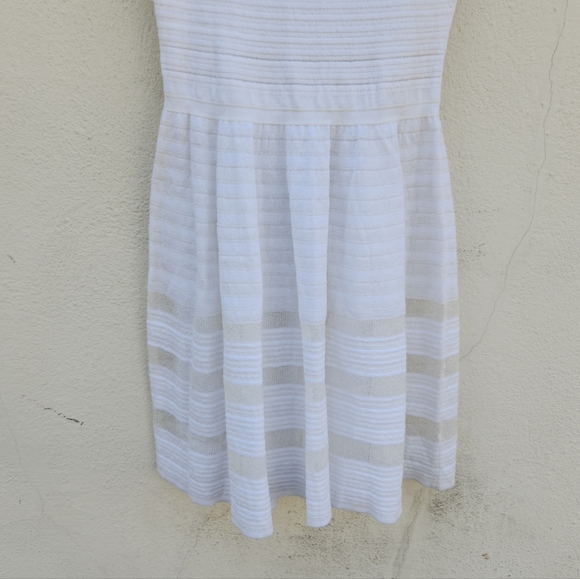 M Missoni White Ribbed Short Mini Mesh Striped Skater Dress - Picture 4 of 14